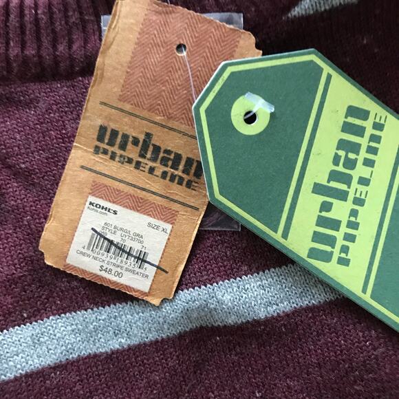 NEW Urban Pipeline Red Gray Striped Long Sleeve Crewneck Sweater XL - Picture 9 of 13